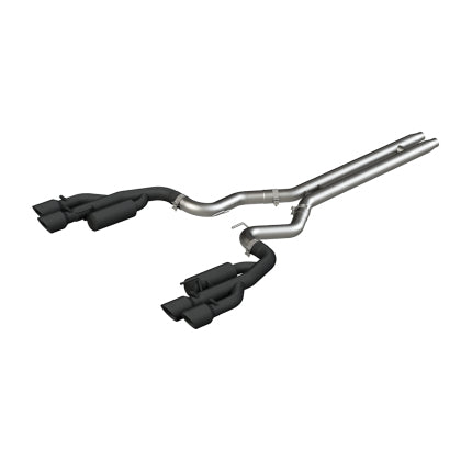 2018 - 2021 Ford Mustang GT 5.0L 3" Cat Back, with Quad 4" Dual Wall Tips, Race Version, Black Coated,