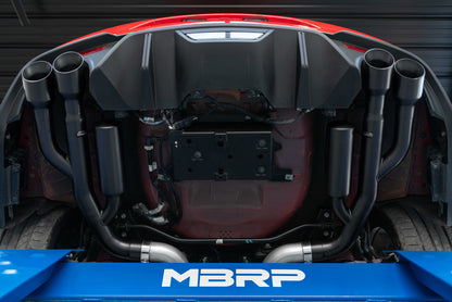 2018 - 2021 Ford Mustang GT 5.0L 3" Cat Back, with Quad 4" Dual Wall Tips, Race Version, Black Coated,